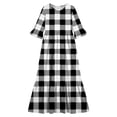 thumbnail image 4 of Little Girls Maxi Dress 4-14 Years Ruffle Half Sleeve Round Neck Floral Print Tiered Long Dress with Side Pockets Black D 9-10 Years, 4 of 7