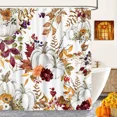 thumbnail image 4 of Fall Boho Shower Curtain Rustic Autumn Harvest Pumpkins Leaves Floral Shower Curtain Farmhouse Fall Thanksgiving Shower Curtains, 4 of 7