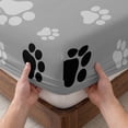 thumbnail image 3 of Cal.King Size Fitted Sheet Set - Pet Paw Printed 3 Piece Bedding Sets 16" Deep Pocket Fitted Sheet with 2 Pillowcases, Modern Black Grey Watercolor Dog Claws Brushed Microfiber Hotel Bed Sheets, 3 of 9