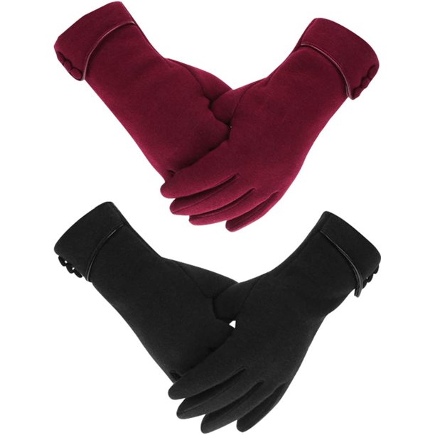 pares de guantes de invierno para mujer, guantes de pantalla táctil, guantes cálidos de felpa, guantes forrados a prueba de viento, guantes gruesos de invierno para mujeres y niñas JFHHH pequeña