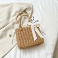 thumbnail image 2 of Bolso portátil tejido hecho a mano para playa de verano, cesta cuadrada de paja para mujer, bolso Vintage, 2 of 6