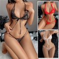 thumbnail image 3 of Conjunto de lencería Sexy con abertura para mujer, ropa interior bonita, traje exótico, Camisón con perspectiva de encaje, conjunto íntimo de sujetador y bragas, 3 of 4