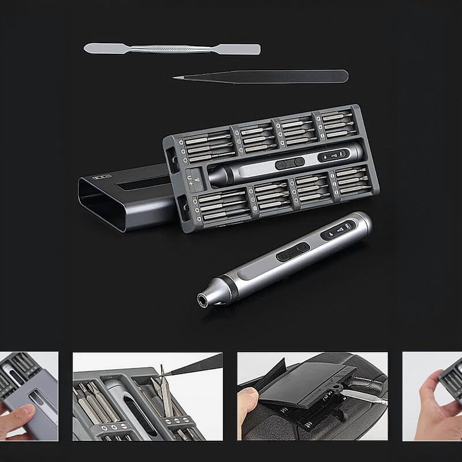 Mini Electric Screwdriver, 50 in 1 Electric Screwdriver Kit with 48 Magnetic Bits, S2 Precision Bits, LED Light, Small Magnetic Professional Repair Tool Kit for Eyeglass, Watch, PC, Laptop, Phone