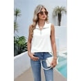 thumbnail image 4 of Womens Ribbed Tank Top Zipper V Neck Dressy Casual Blouses Sleeveless Camisole Tops Work Tank Shirts White M, 4 of 9