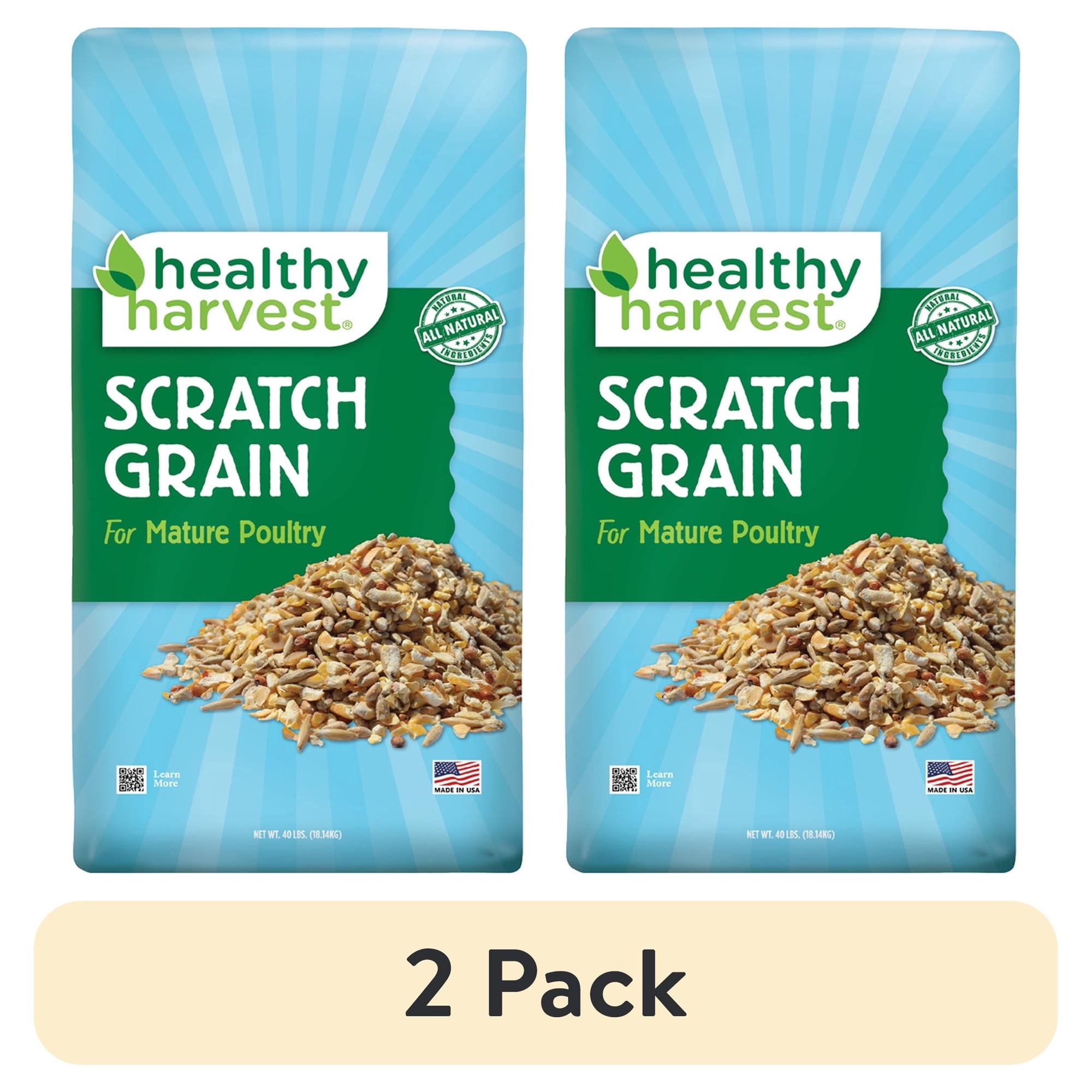 (2 pack) Healthy Harvest Scratch Grain Treat for Mature Chickens, 40 lb Bag