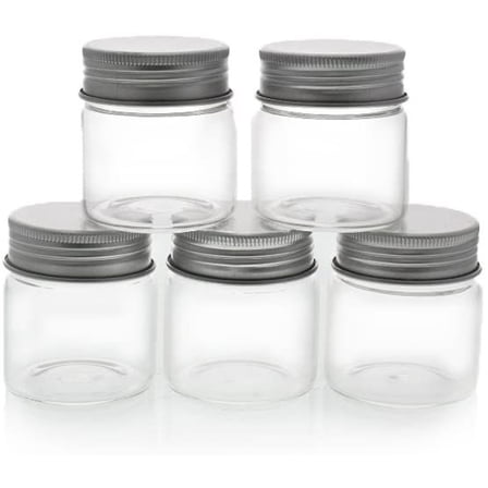 Juvale Mini Glass Spice Jars with Lids - 1.7 oz, Clear Art Deco, 5-Pack - Glass Craft Jars with Lids for Spices, Jams & Crafts