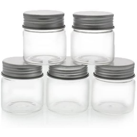 Juvale Mini Glass Spice Jars with Lids - 1.7 oz, Clear Art Deco, 5-Pack - Glass Craft Jars with Lids for Spices, Jams & Crafts