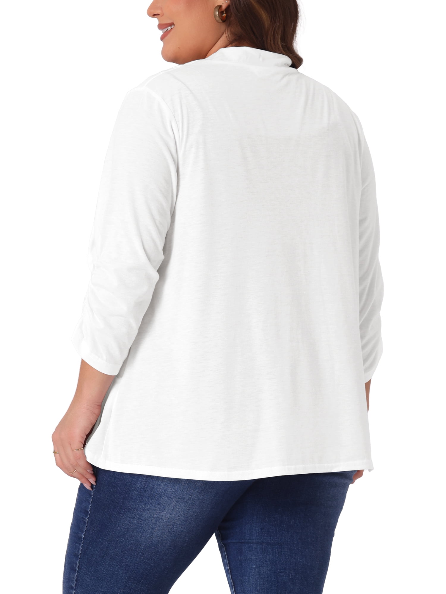 DARING DIVA Women's Plus Soft 3/4 Sleeve Cropped Shrug Bolero Cardigan 1X White