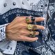 thumbnail image 3 of Conjunto de anillos de 6 piezas de cristal geométrico, conjunto Retro de aleación de moda a la moda con personalidad Simple para hombres, oro de imitación 02726 Sailing Electrónica, 3 of 6