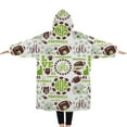 thumbnail image 2 of Oversized Wearable Blanket Hoodie,Green Football Monogram Pattern Sherpa Blanket Hoodie with Super Pockets,Super Warm Fuzzy Pullover for Women & Men, 2 of 6