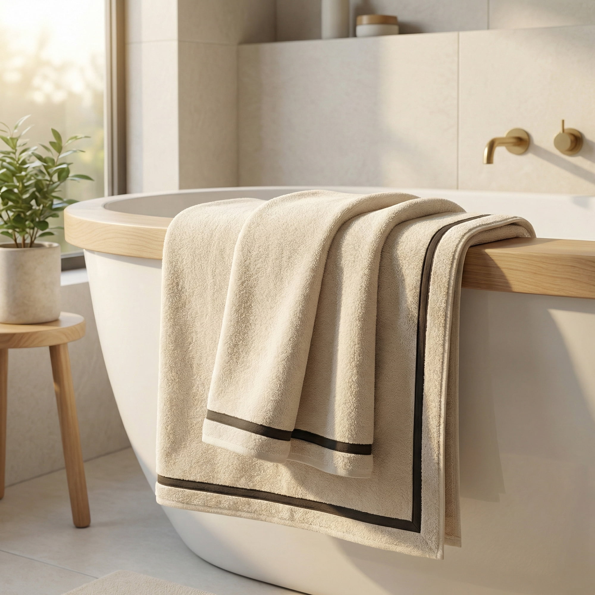 Unique Bargains Ultra Soft Highly Absorbent Coral Fleece Bath Towel Beige 63" x 31"