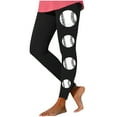 thumbnail image 2 of QIUOMBBP Womens High Waist Leggings Plus Size Tummy Control Baseball Print Yoga Legging Casual Comfy Going Out Sweatpant Black M, 2 of 3