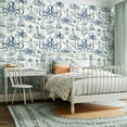 thumbnail image 2 of Peel and Stick Wallpaper Contact Paper Nautical Themed Octopus Ships Lighthouses Blue Ink Style Self Adhesive and Removable 23.6in x 118in, 2 of 8