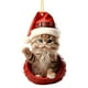 thumbnail image 2 of Adornos navideños, adornos navideños, regalos navideños, gorro de Papá Noel, serie de gatos lindos, adornos acrílicos, felinos festivos, decoración colgante para árboles de Navidad, colgante de gato c, 2 of 6