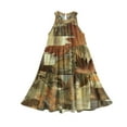 thumbnail image 5 of Abcomgle Girls Beach Dress Casual Halter Neck Sleeveless Midi Dress Camo Maple A-line Sundresses Swing Holiday Dresses 3-4 Years,Brown, 5 of 7