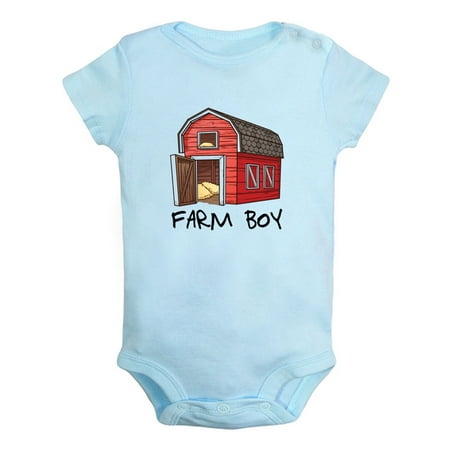 

iDzn Farm Boy Funny Rompers For Babies Newborn Baby Unisex Bodysuits Infant Cute Red Barn Jumpsuits Toddler 0-12 Months Kids One-Piece Oufits (Blue 18-24 Months)