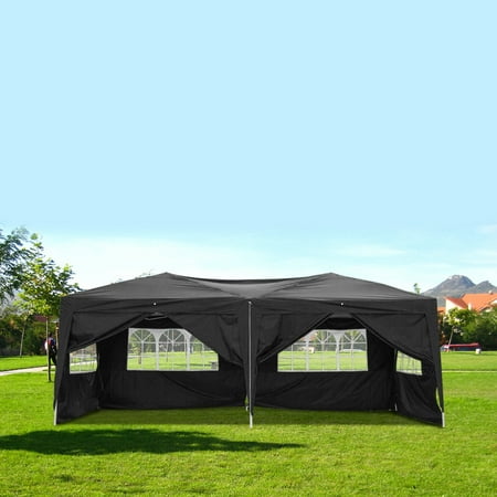 Clearance! 10' x 20' Outdoor Party Canopy Tent, Waterproof Sun Shade UV Protection Cover w/ 6 Removable Sidewalls & Carry Bag, Gazebo for Garden Beach Pool Wedding Commercial Party BBQ, Black,