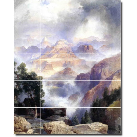 Ceramic Tile Mural-Thomas Moran Landscapes Painting 518. 48" w x 60" h using (20) 12 x 12 ceramic tiles