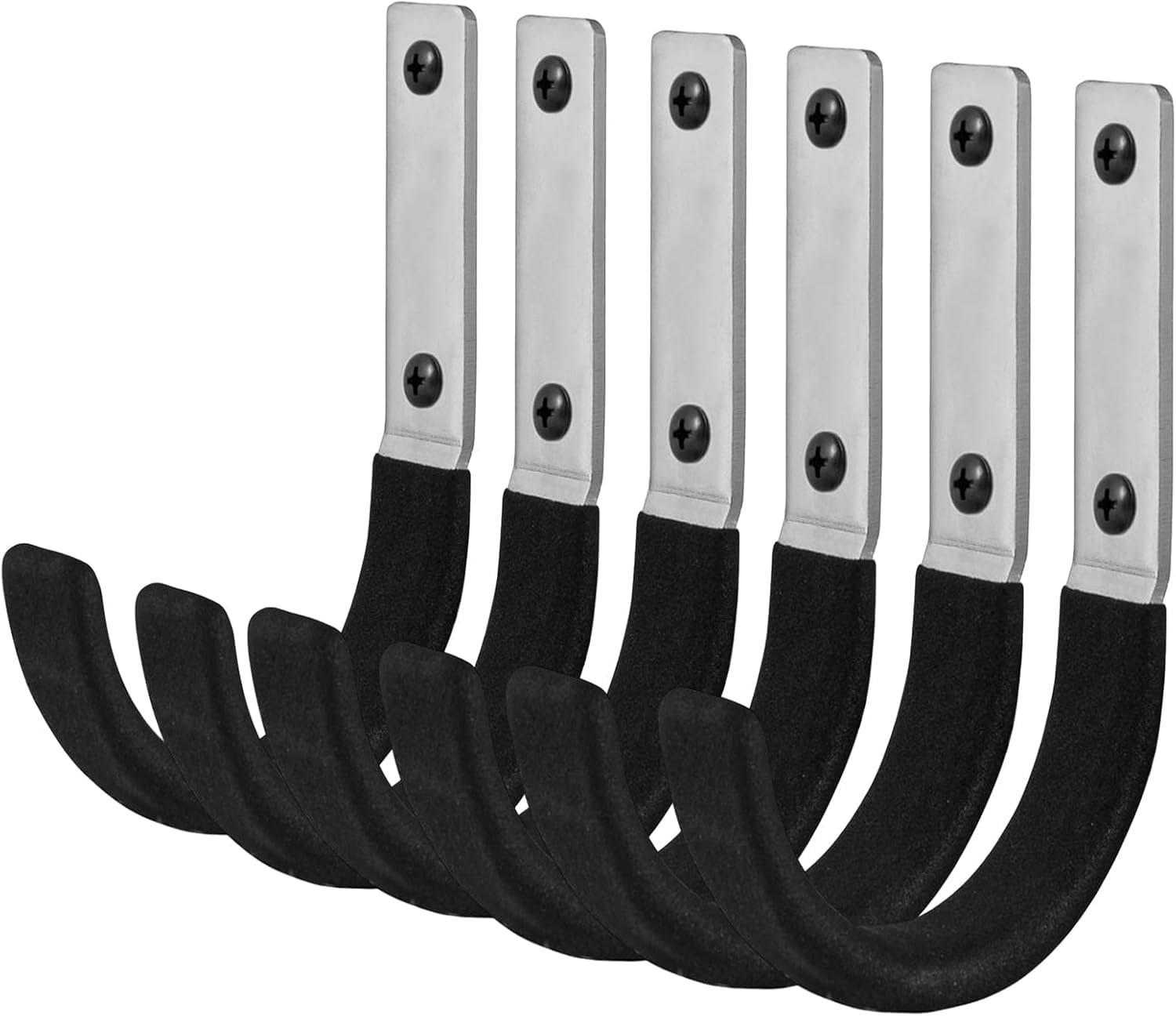 FEFEFW-6 Pcs Garage Storage Utility Hook, Upgraded Ladder Hangers, Shed J-Hooks, Heavy Duty Ladder Tool Holders for Garage Wall, Black Wall Hooks for Hanging Tools, Bikes, Hose, Shovels, Rakes