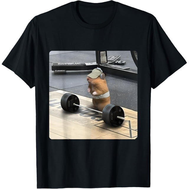 Hamster Deadlift Training Funny Cute Rat Weightlifting Meme Camiseta