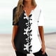 thumbnail image 1 of Puntoco 2024, tops a la moda de verano para mujer, blusas informales holgadas con estampado de cuello en V de verano para mujer, blusas con botones y cuello en V de manga corta, tops, 1 of 5