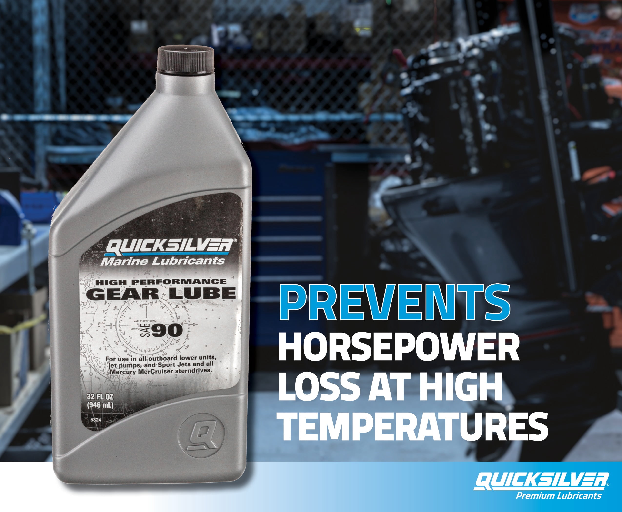 Quicksilver SAE 90 High Performance Gear Lube and Pump Kit for Outboards and Sterndrives, 32oz