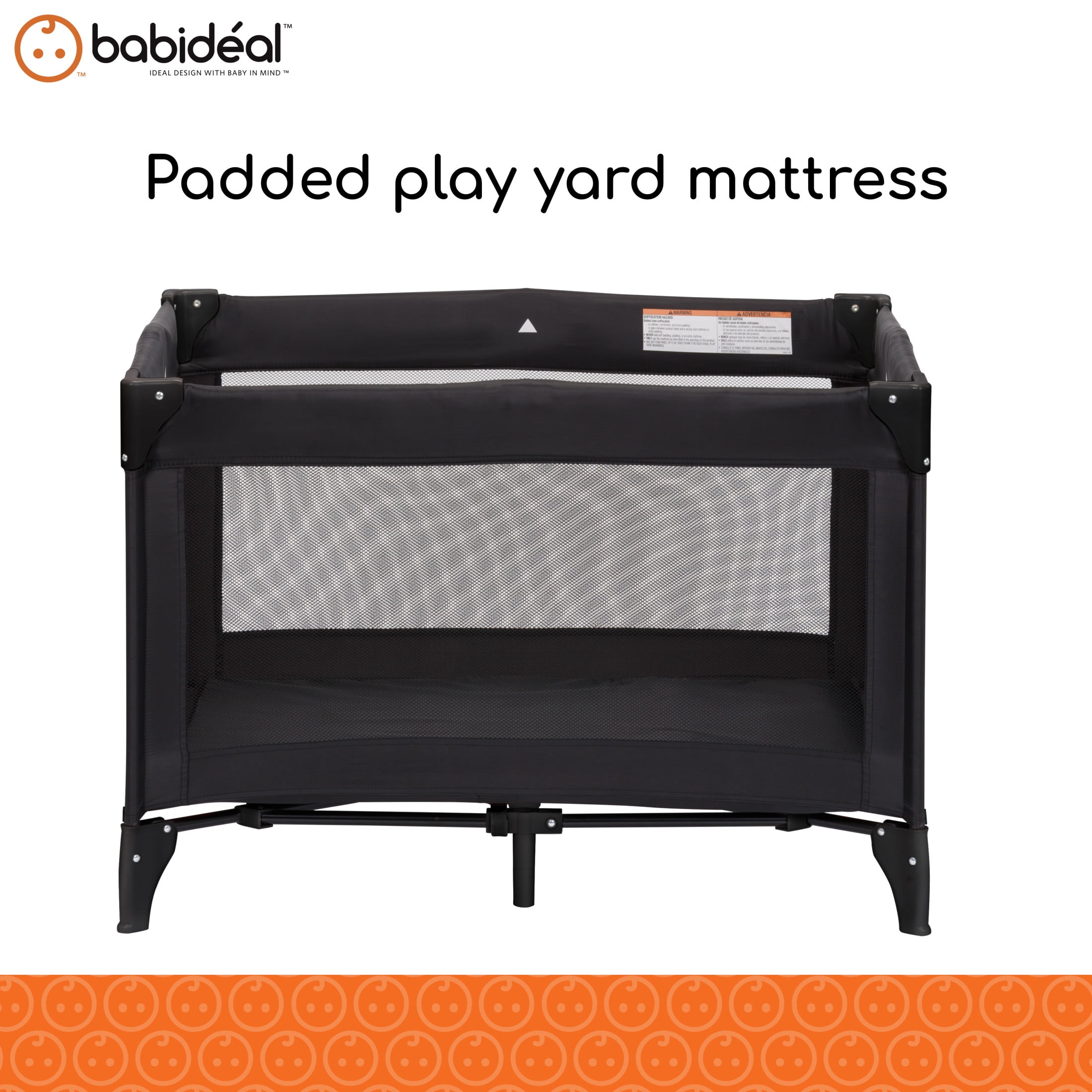 Babideal Portable Baby Play Yard with Mesh Sides and Padded Mat, Licorice Root Black