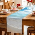 thumbnail image 6 of Blue Ocean Table Runner, Coastal Sea Beach Shore Sky Waves Scenery Washable Cotton Linen Table Runners 36 Inches Long, Dresser Scarf Runner for Nightstand/End Tables/Round Tables 13''x36'', 6 of 8