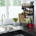 thumbnail image 2 of 3 Tier Metal Kitchen Spice Rack Countertop Standing Corner Shelf- Black, 2 of 7