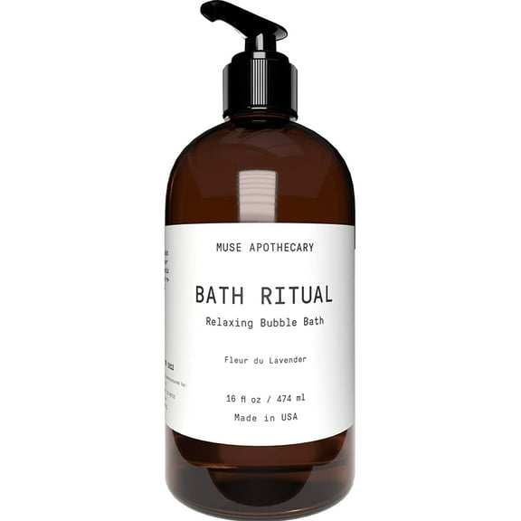 Muse Apothecary Bath Ritual Bubble Bath Luxury Aromatherapy Foaming Soap with Essential Oils, 16 Oz Fleur Du Lavender