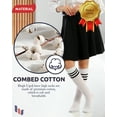 thumbnail image 3 of HUGH UGOLI Knee High Cotton Socks for Girls & Boys, Long Tube School Uniform Socks with Stripes, Soft & Comfortable, White, 12-14 Years Old, 4 Pairs, 3 of 6