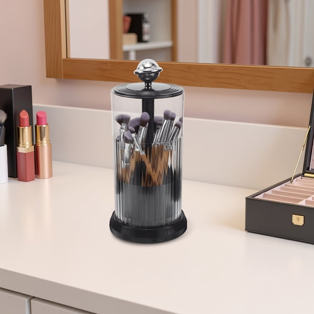 BESTYASH Organizador Giratorio Para Brochas De Maquillaje Con Y Automático De En Plástico Negro