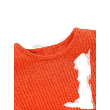 

Cute Letter Print Round Neck Long Sleeve Orange Toddler Girls Two-piece Outfits (Girl s)
