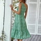 thumbnail image 3 of Vestido con estampado floral, vestido fruncido suave para bodas para el trabajo diario Verde S LHCER 1, 3 of 5