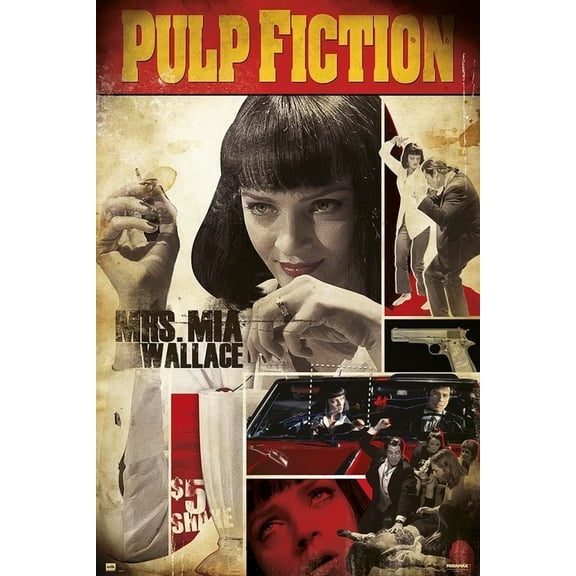 BUY ART FOR LESS Officially Licensed Pulp Fiction Ms. Mia Wallace Art Poster - 36 x 24 Inch - Decorative Print - Poster Paper - Ready to Frame