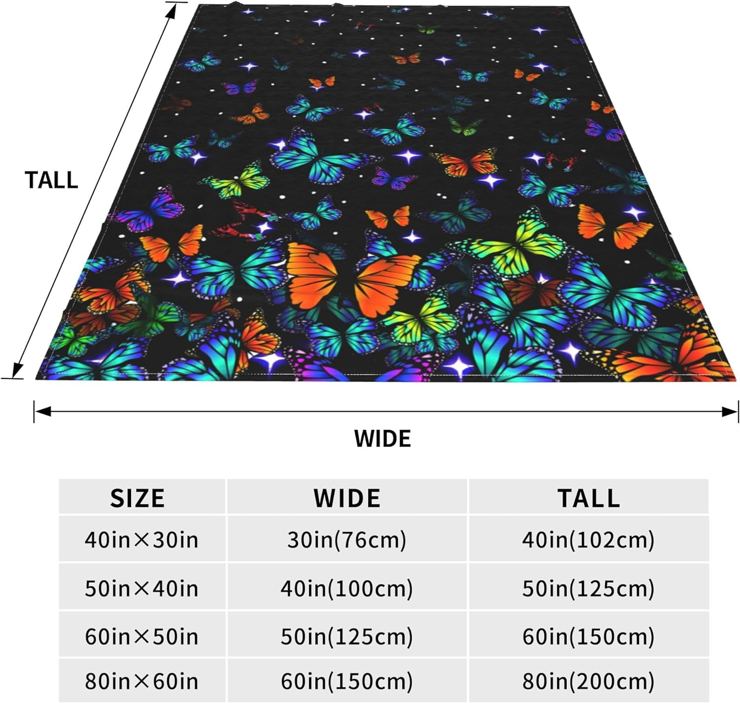 Cute Butterfly Blanket Gifts for Women Girls Beautiful Butterflies Black Flannel Throw Blankets Super Soft Cozy Couch Bed Living Room Travel Christmas Valentine''s Birthday Decor 40"x 50"