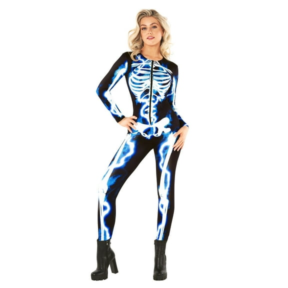 Morph Electric Skeleton Bodysuit Womens Halloween Costume For Womens Blue XX-Large