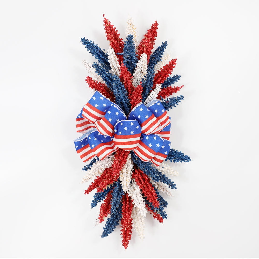 Usa Sign Patriotic Independence Day Wreath for Front Door, 4th July Decorations 2025 Hanging Decoration 4th July, 4th of July Hanging Decor Independence Day Door Hanger, 50cm