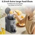 thumbnail image 2 of SiFENE 100W Cold Press Juicer Machines with 5.2" Extra Large Feed Chute For Whole Fruits & Vegetables, Slow Masticating Juicer, Easy to Clean, Gray, 2 of 7