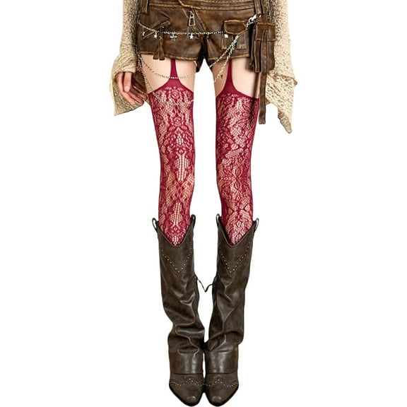 Women Sheer Mesh Thigh High Stockings Tights Suspender Pantyhose Garter Belt Tights