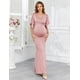 thumbnail image 5 of Vestido largo de maternidad AISWI Maxi con faja de flores rosa empolvado, 5 of 6