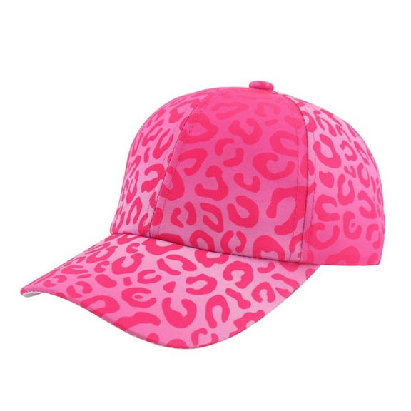 LIIPEE Girls Boys Baseball Cap Cartoon Leopard Printed Wide Brim Visor Hat High Ponytail Hat Protection Caps Girl Leisure Beach Hats,Hot Pink,One Size