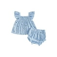 thumbnail image 2 of Loicainy Infant Baby Toddler Girls Summer Outfits 3 6 12 18 Months Flying Sleeve Square Neck Floral Print Vest Tops and Elastic Waist Bloomer Shorts, 2 of 9