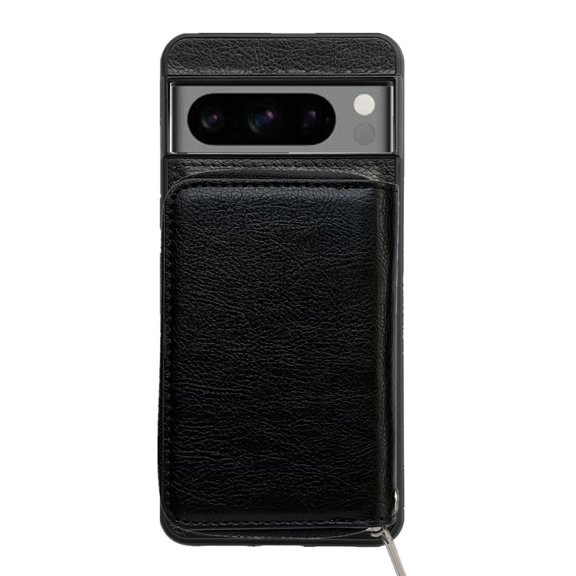 Allytechgroup Compatible with Google Pixel 6 Pro Wallet Case Card Holder, PU Leather Phone Case Women Men Protective Cover Wrist Strap Zipper Credit Card Slots For Google Pixel 6 Pro, Black