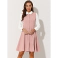 thumbnail image 3 of INSPIRE CHIC Robe Chemise de Travail pour Femme à Boutons devant, Manches Longues, Col Contrastant, Très Petit, Rose, 3 of 5