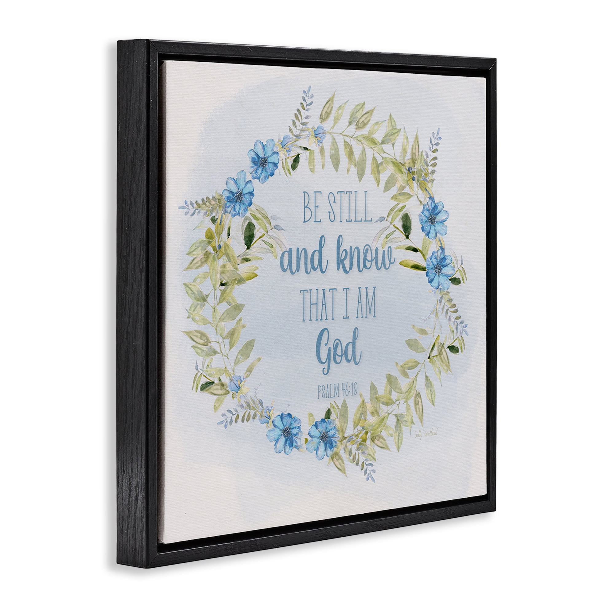 Stupell Industries Know I Am God Phrase Religious & Spiritual Painting Black Floater Framed Canvas Art Print Wall Art, 18 x 18