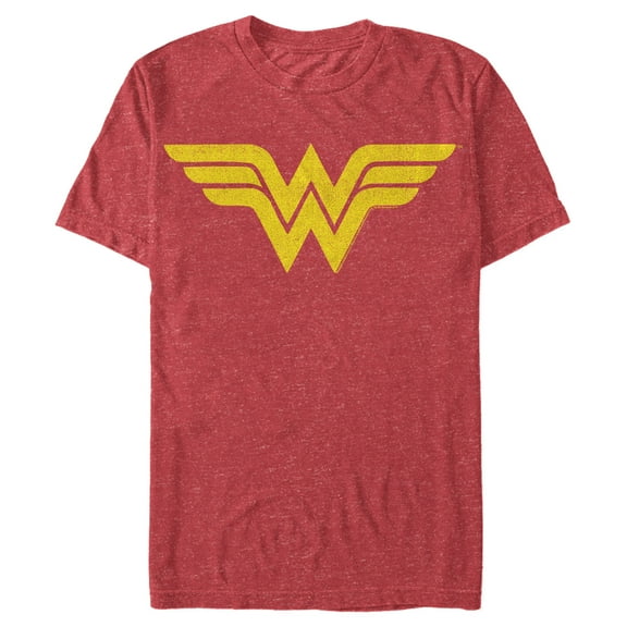 Men's Wonder Woman Distressed Classic Logo Graphic Tee Red Heather Large