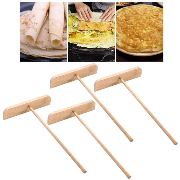 4 Pcs Wooden Crepe Making Tool Pastry Spatula Dough Scraper
