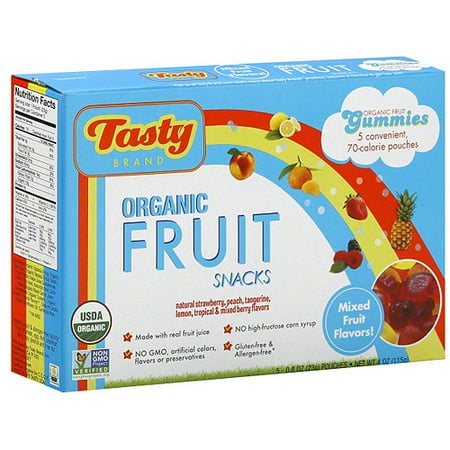***Discontinued by Kehe 07_20***Tasty Organic Fruit Gummy Snack, 4 oz (Pack of 6)