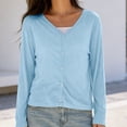 thumbnail image 3 of Craaazy Women's Lightweight Cardigan Loose Fit Open Front V Neck Long Sleeve Summer Casual Button Down Shirts Gifts, 3 of 5